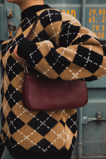 Daisy Street x Paul Frank – Embossed Burgundy Shoulder Bag