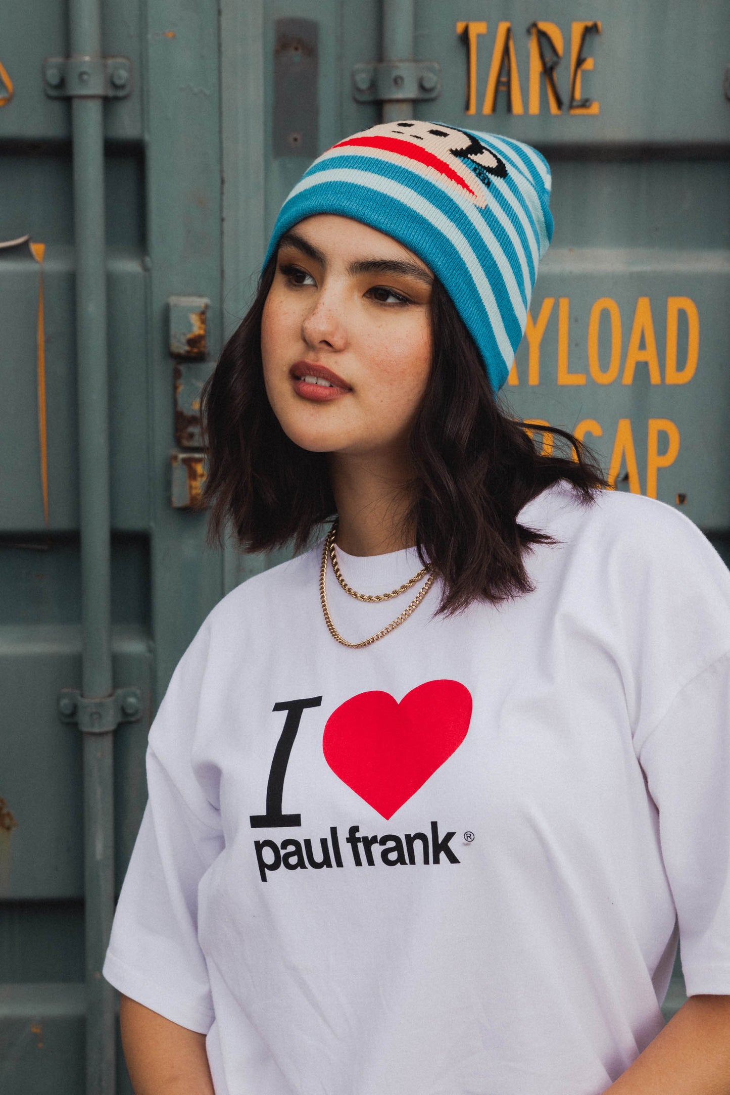 Daisy Street x Paul Frank - Blue Stripe Julius Knitted Beanie