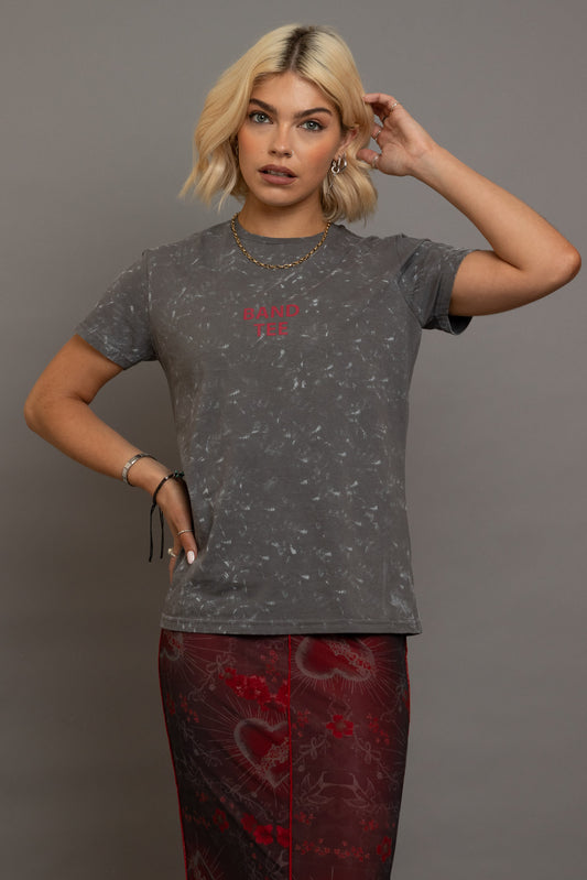 Daisy Street - 'Band Tee' Snow Wash Grey Tee