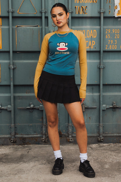 Daisy Street x Paul Frank - Mustard & Teal Raglan Top with Winking Julius