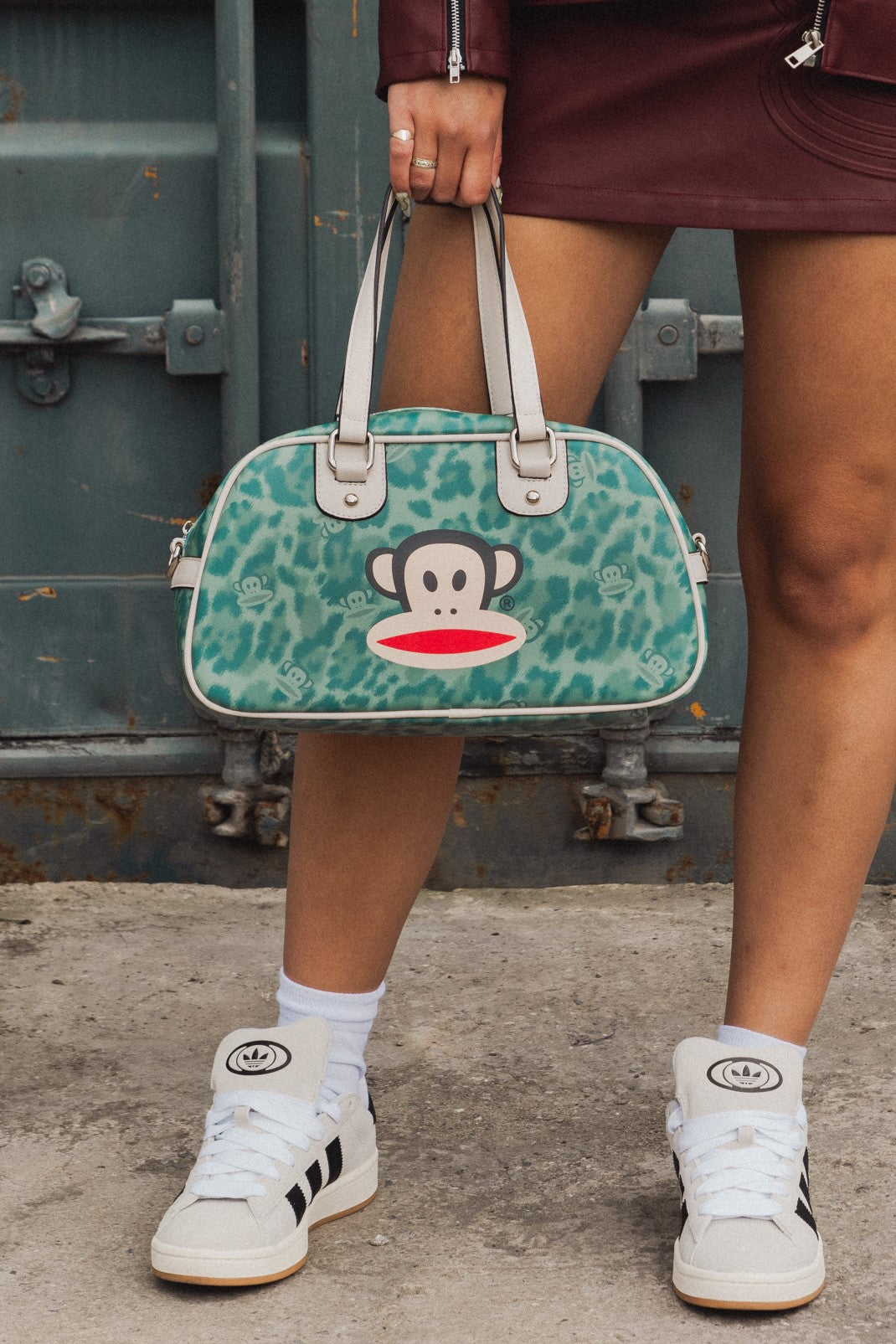 Daisy Street x Paul Frank – Teal Leopard Print Julius Bowling Bag