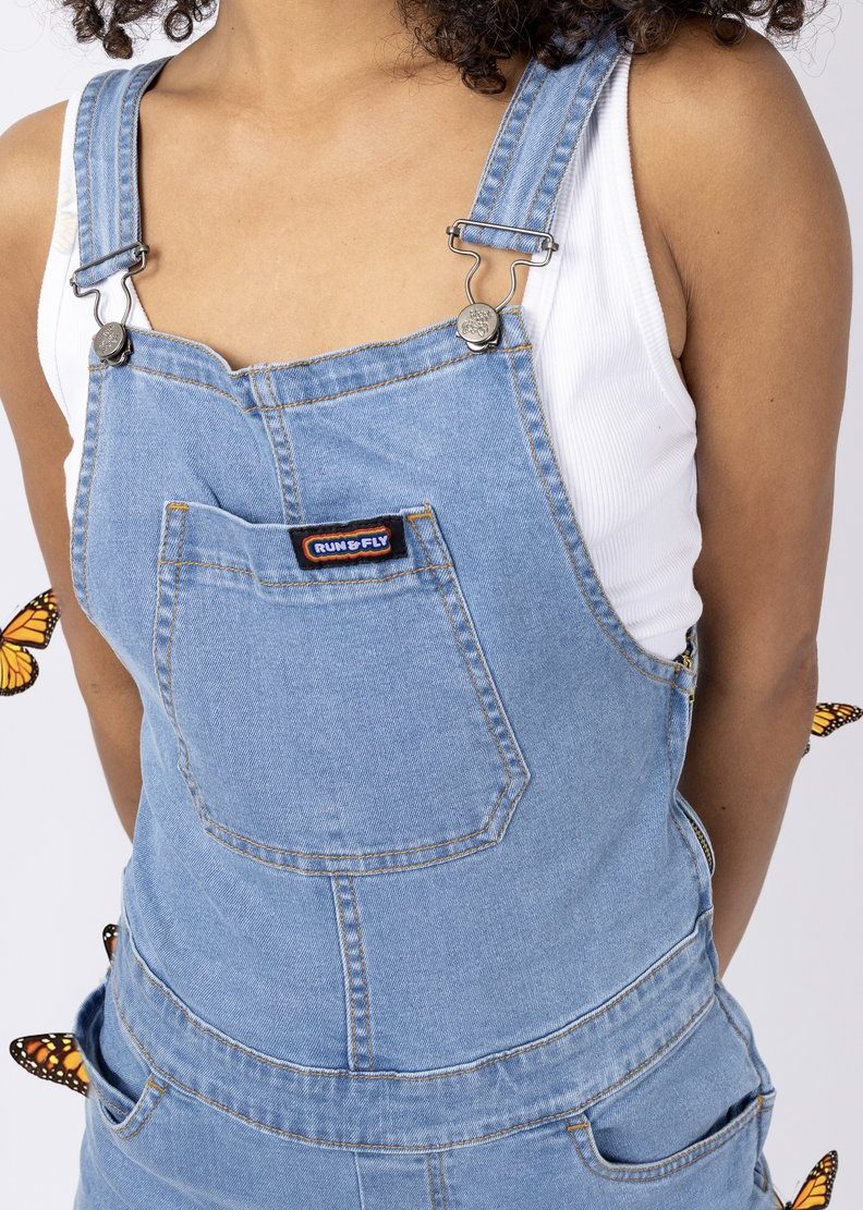 Flared hot sale denim dungarees