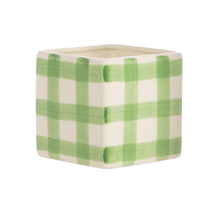 Sass &amp; Belle - Green Gingham Square Planter