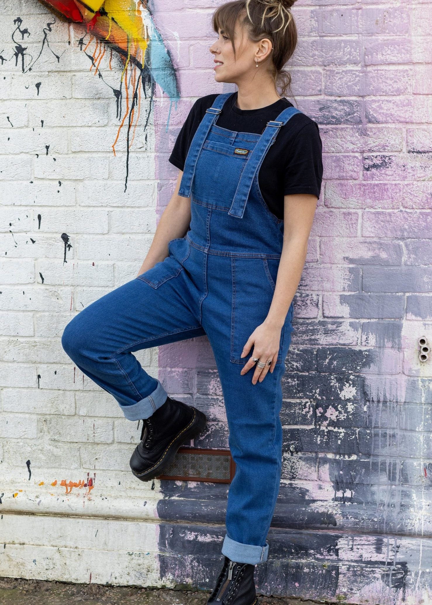 Run & Fly - New Fit Blue Stone Wash Stretch Denim Dungarees – Thunder Egg