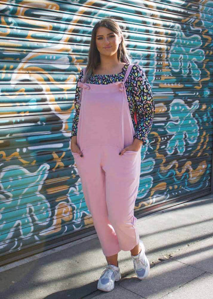 Thunder Egg - Pastel Pink Jersey Dungarees