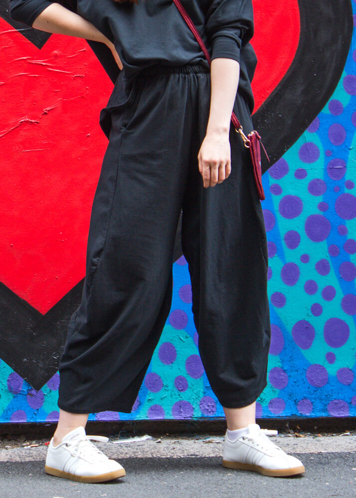 Thunder Egg - Black Cropped Wide Leg Joggers