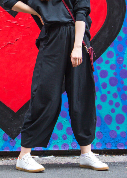 Thunder Egg - Black Cropped Wide Leg Joggers